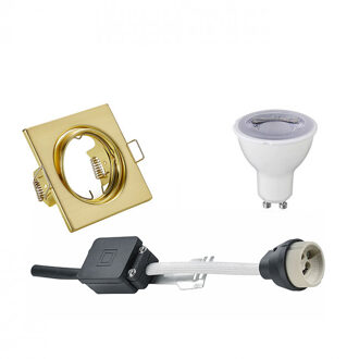 LED Spot Set - Trion - GU10 Fitting - Dimbaar - Inbouw Vierkant - Mat Goud - 6W - Helder/Koud Wit 6400K - Kantelbaar Goudkleurig