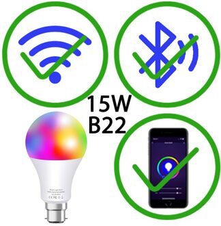 Led Spots Thuis Lamp Wifi Smart Leven App Controle Of Ir Afstandsbediening Rgb Kleurrijke E27 B22 Lamp Verlichting Voor party 15W B22 APP controle