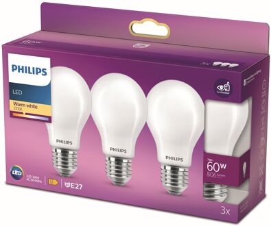 LED standaard lamp mat niet dimbaar (3-pack) - E27 A60 7W 806…