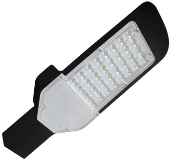 LED Straatlamp - Orny - 30W - Helder/Koud Wit 6400K - Waterdicht IP65 - Mat Zwart - Aluminium