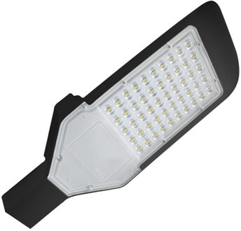 LED Straatlamp - Orny - 50W - Helder/Koud Wit 6400K - Waterdicht IP65 - Mat Zwart - Aluminium