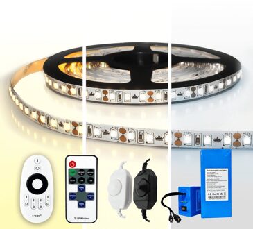 Led strip op batterij warm, helder of koud wit complete set 3 meter