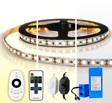 Led strip op batterij warm wit, helder wit of koud wit complete set 4 meter premium