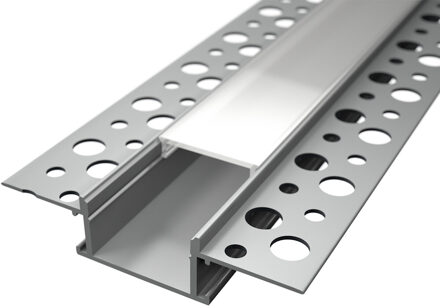 LED Strip Profiel - Delectro Profi - Aluminium - 2 Meter - 61.5x13.8mm - Inbouw Stuc/Tegel