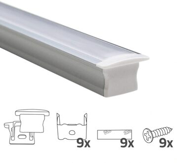 Led strip profiel inbouw hoog model - compleet met afdekkap 15 mm hoog | led strip plafond | ledstripkoning