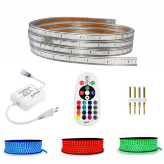 LED Strip Set RGB - 1 Meter - Dimbaar - IP65 Waterdicht - Touch Afstandsbediening - 230V