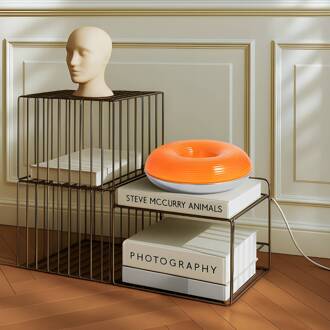 LED-tafel-/wandlamp Fjora, oranje/chroom, Ø30cm, dimbaar. oranje, chroom