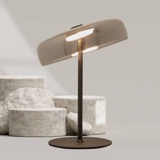 LED tafellamp 23054, rookgrijs, glas, hoogte 52 cm rookgrijs, zwart