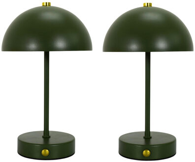 LED tafellamp - 2x - groen - metaal - 25.5 cm - rond - draadloos