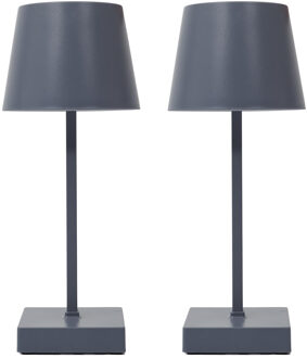 LED tafellamp - 2x - kunststof - grijs - touch - 26 cm - binnen
