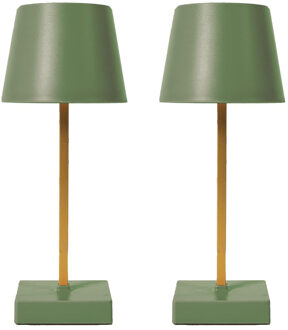 LED tafellamp - 2x - kunststof - groen - touch - 26 cm - binnen
