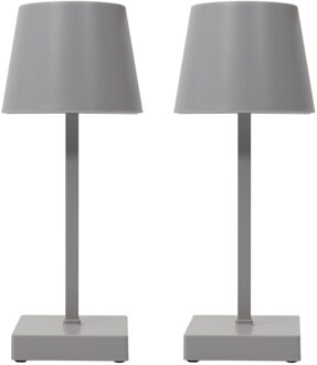 LED tafellamp- 2x - kunststof - zilver/grijs - touch - 26 cm - binnen