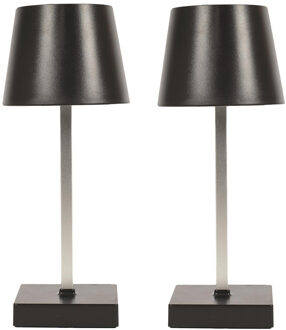 LED tafellamp- 2x - kunststof - zwart - touch - 26 cm - binnen