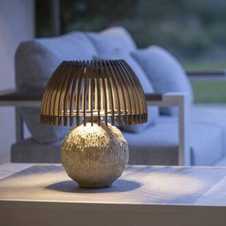 LED tafellamp Alba, grijs/beige, hoogte 41 cm teak grijs, beige