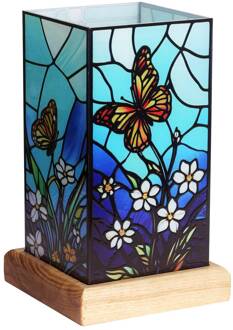 LED tafellamp Art Light Vlinder, acryl, kleurrijk kleurrijk, licht hout