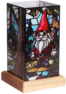 LED tafellamp Art Light Zwerg, houten voet, acryl, kleurrijk kleurrijk, licht hout