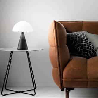 LED tafellamp Blip, zwart/wit, glas, CCT, touchdimmer zwart, wit