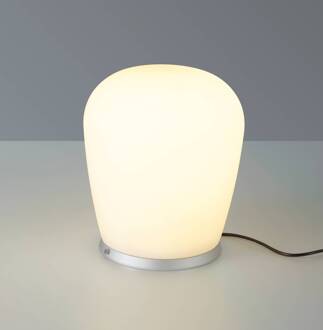 LED tafellamp Cara, aluminiumkleurig, Ø 18 cm, glas
