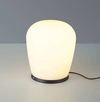 LED tafellamp Cara, zwart, Ø 18 cm, glas