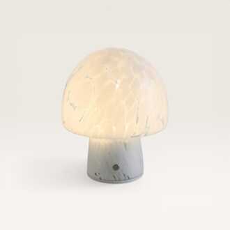 LED Tafellamp Cirello marmo - Mushroom lamp van natuurlijk glas met geïntegreerde dimmer en USB-C oplaadfunctie Wit