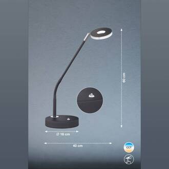 LED tafellamp Dent, dimbaar, CCT, 6W, zwart mat zwart