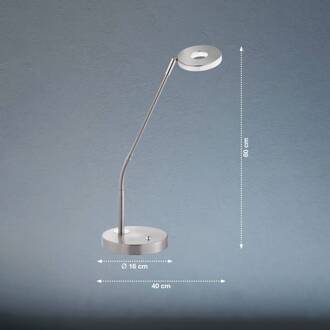 LED tafellamp Dent, nikkel/chroom, 60 cm, metaal, CCT 1-lamp. mat nikkel, chroom
