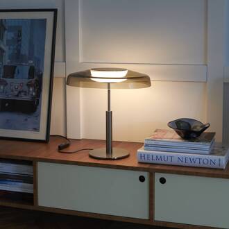 LED tafellamp Dora, nikkel/rookgrijs, metaal, PMMA nikkel, rookgrijs