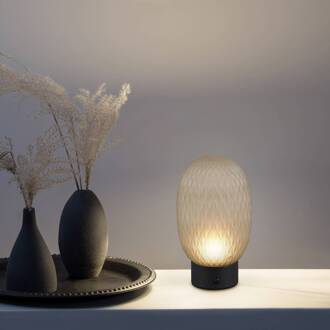 LED tafellamp Facette, groen, USB, glas,