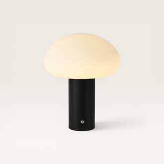 LED Tafellamp Givaro nero - Zwarte, oplaadbare paddenstoel lamp voor binnen, met geïntegreerde dimmer Mat zwart