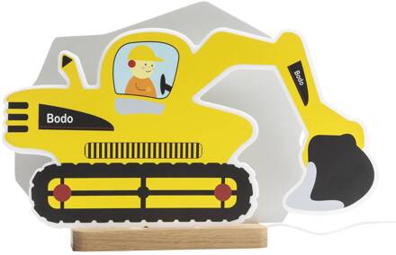 LED tafellamp graafmachine, geel, 20 cm, dimbaar, hout/acryl geel, zwart, wit, licht hout