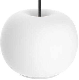 LED tafellamp Kushi, wit/zwart, Ø 17 cm, glas opaal