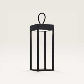 LED Tafellamp Larion nero - Lantaarn met lus om op te hangen, voor binnen en buiten - Met geïntegreerde dimmer en USB-C oplaadfunctie Mat zwart