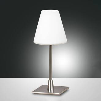 LED tafellamp Lucy met touchdimmer, chroom gesatineerd nikkel, wit