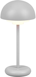 LED Tafellamp met Opbaadbare Batterijen - Trion Berna - 2W - Warm Wit 3000K - Spatwaterdicht IP44 - Dimbaar - Rond - Mat Grijs