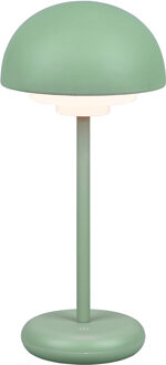LED Tafellamp met Opbaadbare Batterijen - Trion Berna - 2W - Warm Wit 3000K - Spatwaterdicht IP44 - Dimbaar - Rond - Mat Groen