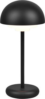 LED Tafellamp met Opbaadbare Batterijen - Trion Berna - 2W - Warm Wit 3000K - Spatwaterdicht IP44 - Dimbaar - Rond - Mat Zwart