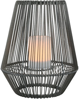 LED Tafellamp met Zonne-energie - Trion Minera - Dag en Nacht Sensor - Spatwaterdicht IP44 - Ovaal - Mat Grijs