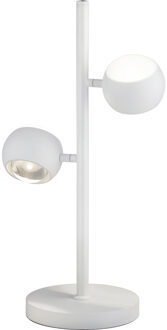 LED Tafellamp - Musterring Cannon - 2 Lichtpunten van 5 Watt - Dimbaar - Aanpasbare Lichtkleur - Geheugenfunctie - Up-and-down Verlichting - Mat Wit - Metaal Zeer Warm Wit;Warm wit;Natuurlijk wit