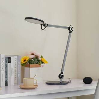 LED tafellamp Nyxaris, grijs, metaal, CCT, 50 cm geborsteld metaalgrijs