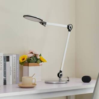 LED tafellamp Nyxaris, zilver, metaal, CCT, 50 cm geborsteld zilver