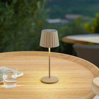 LED tafellamp op batterijen Esali, beige, metaal, IP65 zandbeige