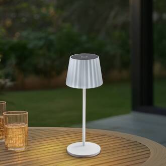 LED tafellamp op batterijen Esali, wit, groeven, 29 cm wit mat