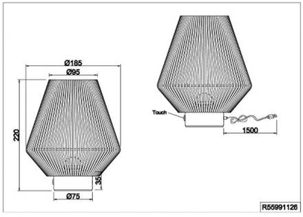 LED tafellamp op batterijen Lira, bruin, papiergaren, hoogte 22 cm bruin, naturelkleurig