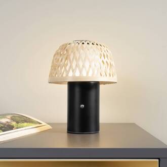 LED tafellamp op batterijen Nifelia, bamboe, CCT, dimbaar licht hout, zwart, wit