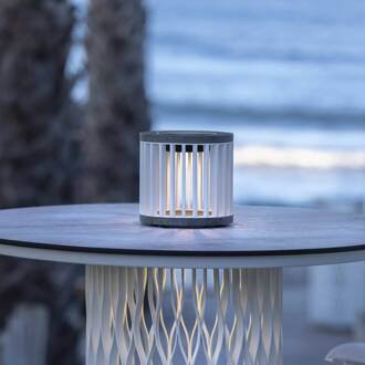 LED tafellamp op zonne-energie Halo, wit, aluminium wit, grijs