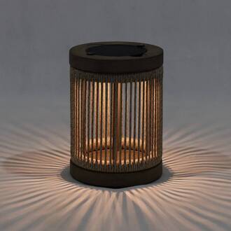 LED tafellamp op zonne-energie Rop&Strip, grijs/beige teak grijs, beige
