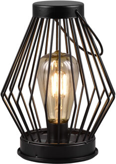 LED Tafellamp op Zonne-energie - Solar Hanglamp - Trion Muricy - Warm Wit 2700K - Spatwaterdicht IP44 - Ovaal - Zwart