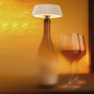 LED tafellamp Relax, wit, fles, oplaadbare batterij