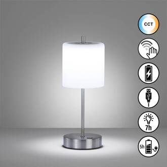 LED tafellamp Riva nikkel/opaal Hoogte 34,5cm nikkel, opaal mat