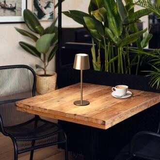 LED tafellamp Roxi, koffiekleurig, metaal, IP54, dimbaar koffiebruin